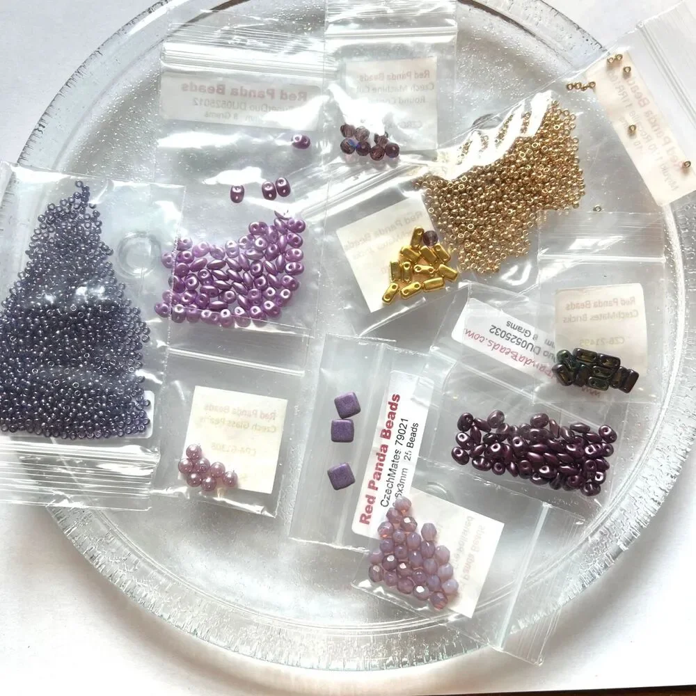 Red Panda Beads Beading Jewelry Making Lot Gold Purple
